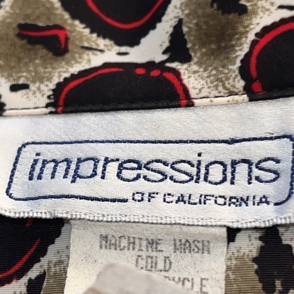 Impressions of California buttoned down long sleeves polyester shirt blouse top - Picture 6 of 7